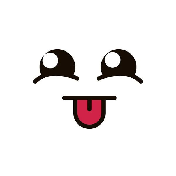 Kawaii cute face expression eyes and mouth tongue out — Vetor de Stock