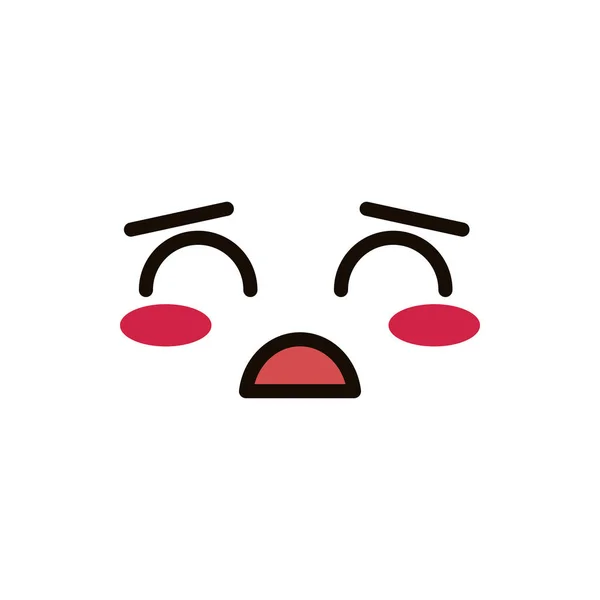 Kawaii cute face expression eyes and mouth sad — 스톡 벡터