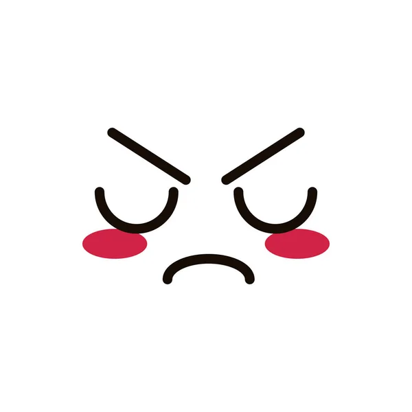 Kawaii cute face expression eyes and mouth angry bad — Stock Vector