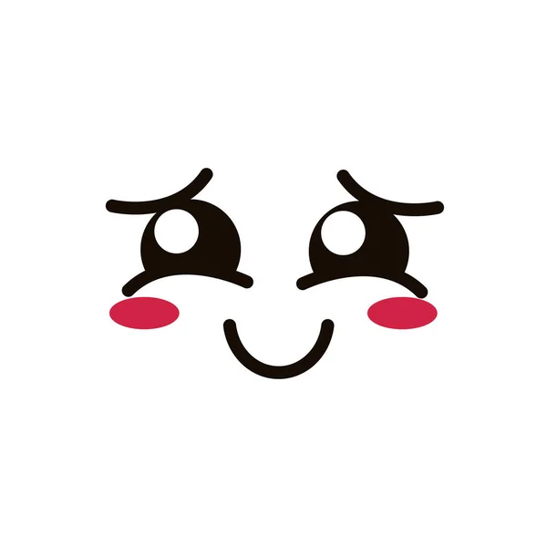 Kawaii cute face expression eyes and mouth tender — стоковый вектор