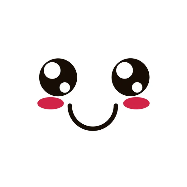 Kawaii cute face expression eyes and mouth smile — 图库矢量图片