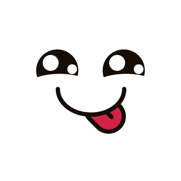 Kawaii cute face expression eyes and mouth tongue out — Vector de stock