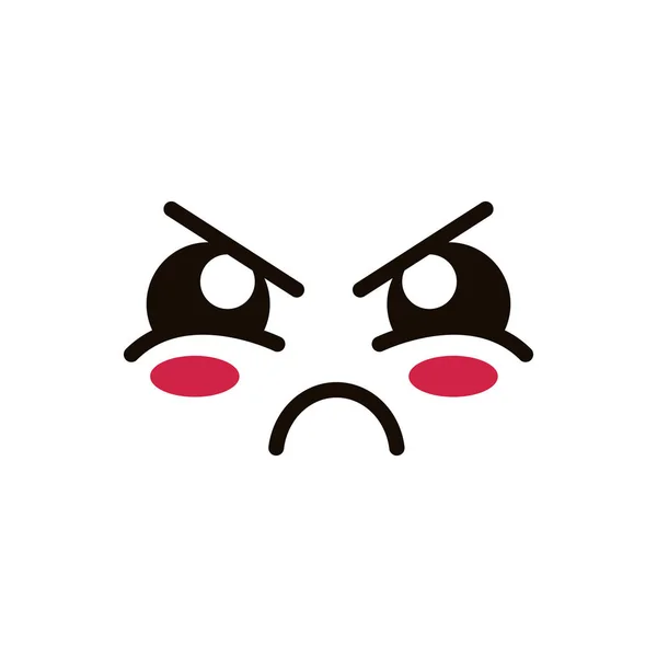 Kawaii cute face expression eyes and mouth angry — Archivo Imágenes Vectoriales