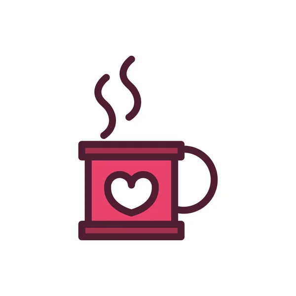 Happy valentines day coffee cup heart love romantic feeling icon — Archivo Imágenes Vectoriales