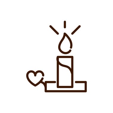 candle light love heart romantic passion feeling related icon thick line