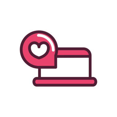 happy valentines day laptop speech bubble heart love romantic feeling icon