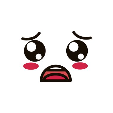 kawaii cute face expression eyes and mouth astonished