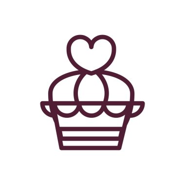 happy valentines day sweet cake heart love romantic feeling icon thick line