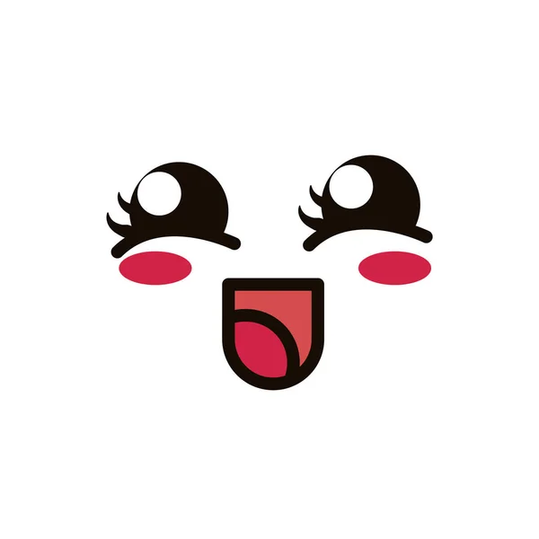 Kawaii mignon expression faciale yeux et bouche — Image vectorielle