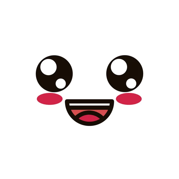 Kawaii cute face expression eyes and mouth laugh — Vector de stock