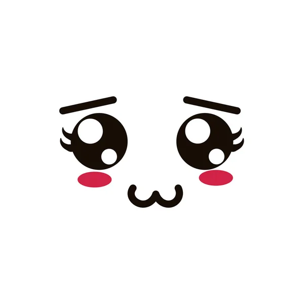 Kawaii cute face expression eyes and mouth pout — Vetor de Stock