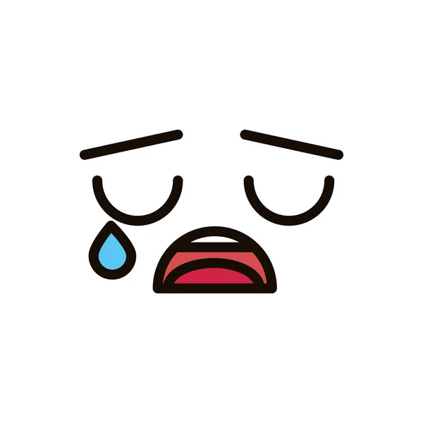 Kawaii cute face expression eyes and mouth cry sad — Stockvektor