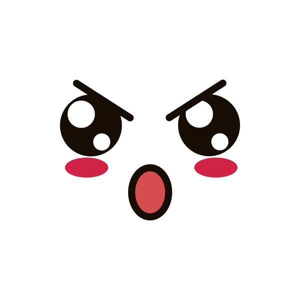 Kawaii cute face expression eyes and mouth angry — 图库矢量图片