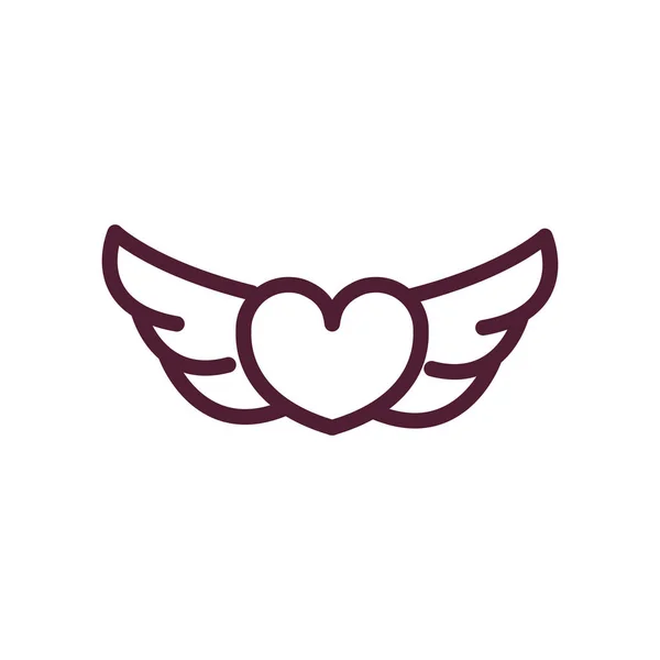 Happy valentines day wings hearts love romantic feeling icon thick line — Vettoriale Stock