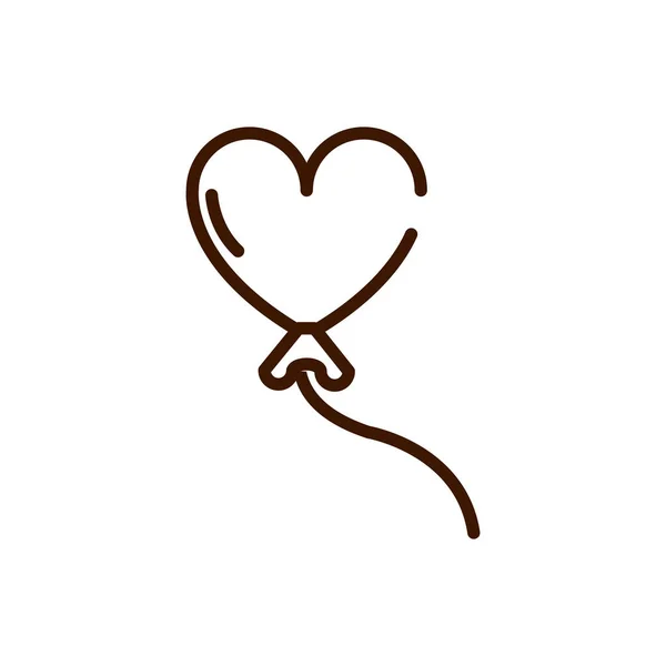 Balloon shaped heart love romantic passion decoration related icon thick line —  Vetores de Stock