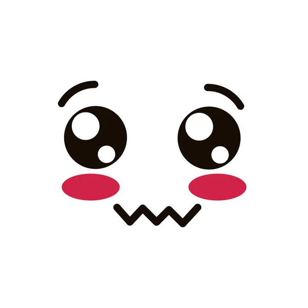 Kawaii cute face expression eyes and mouth dazed — 图库矢量图片