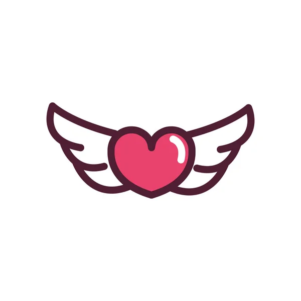 Happy valentines day wings hearts love romantic feeling icon — Stock Vector