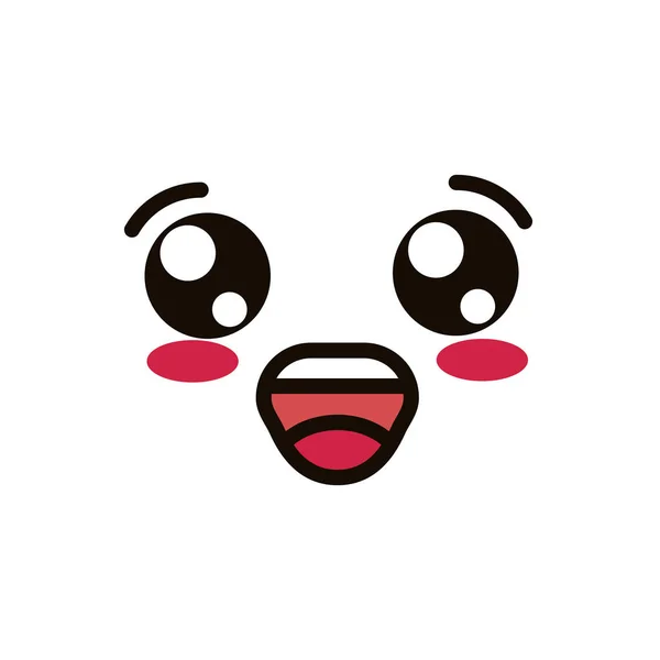 Kawaii cute face expression eyes and mouth happy — Stock vektor