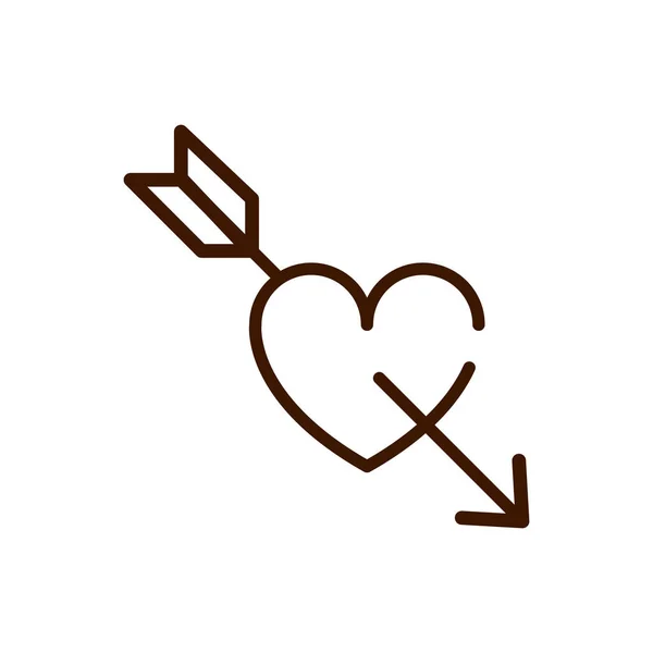 Love heart pierced for arrow romantic passion feeling related icon thick line — Wektor stockowy