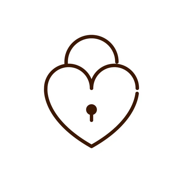 Security padlock love heart romantic passion feeling related icon thick line — Vector de stock