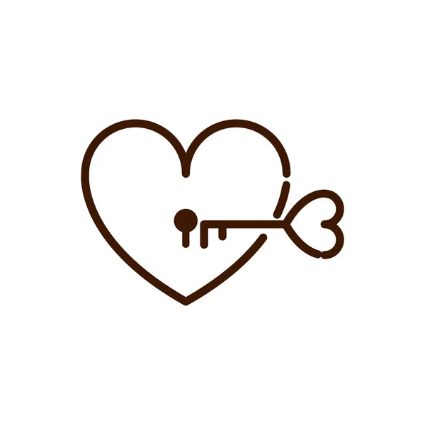 Padlock and key love heart romantic passion feeling related icon thick line — Image vectorielle