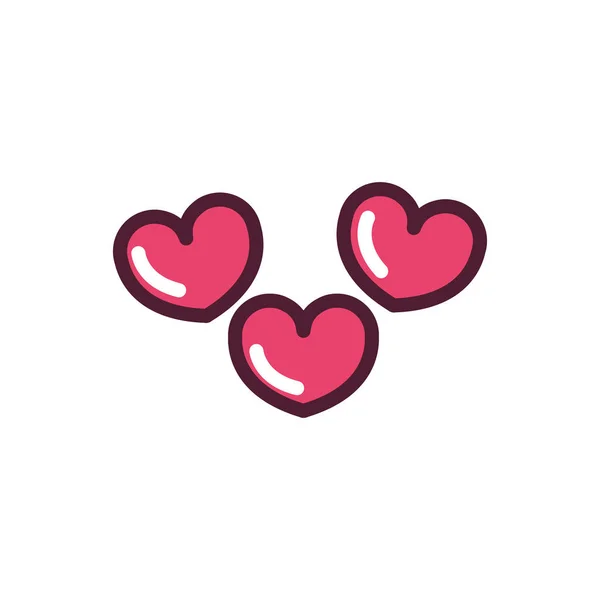 Happy valentines day hearts love romantic feeling icon — 图库矢量图片