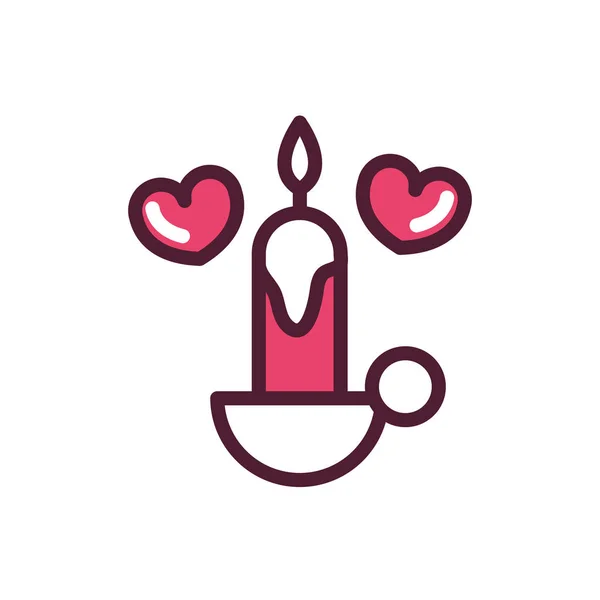 Happy valentines day candle hearts love romantic feeling icon — Vetor de Stock