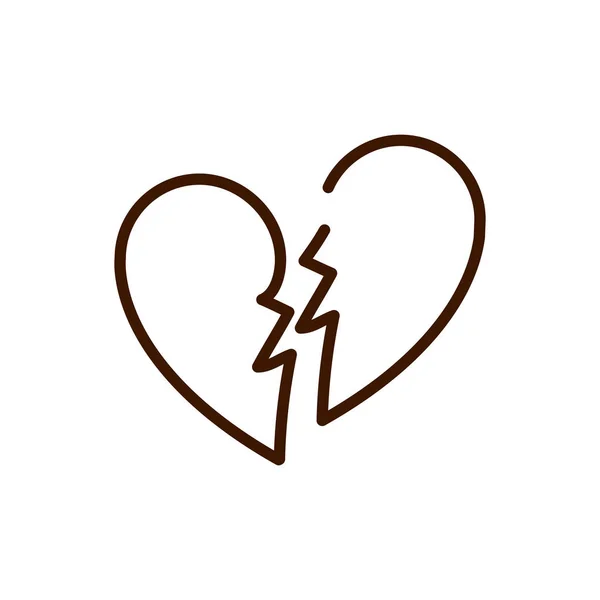 Зламане кохання серце романтичний розрив відносин пов'язаний значок товста лінія — стоковий вектор