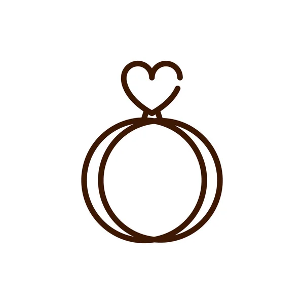 Ring wedding love heart romantic passion feeling related icon thick line — Wektor stockowy