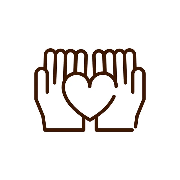 Hands with love heart romantic feeling related icon thick line — Stockový vektor