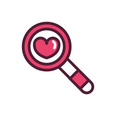happy valentines day magnifier heart love romantic feeling icon