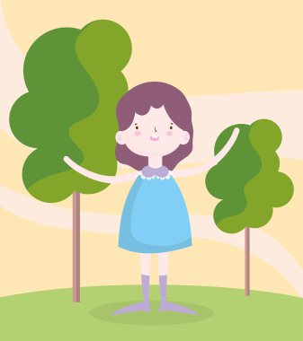 childrens day, little girl with blue dress in the park