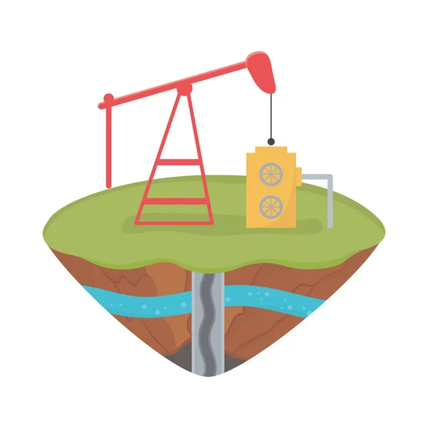 Fracking pump tower soil layer water underground — стоковый вектор