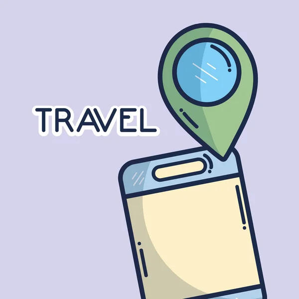 Smartphone gps navigation location pin tourist vacation travel — Vetor de Stock