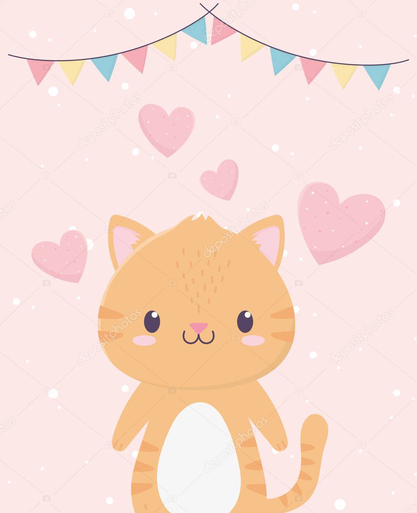 baby shower cute little cat hearts love buntings decoration