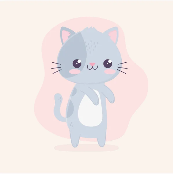 Kawaii cartoon cute gray cat character — Stockvector