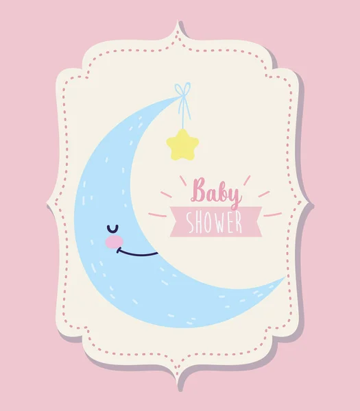 Baby shower cute half moon hanging star — Stock Vector