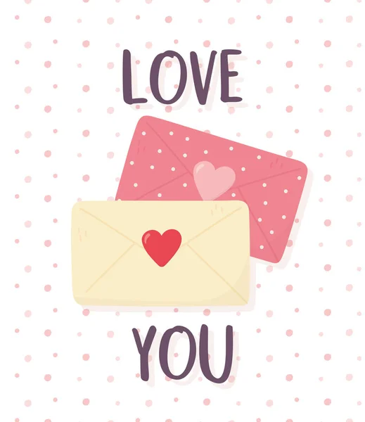 Happy valentines day, romantic envelope mails message — стоковый вектор