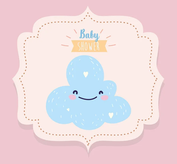 Baby shower cute niebieski chmura kreskówka — Wektor stockowy
