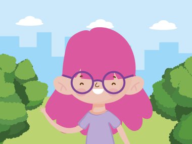 happy childrens day, cute little girl city park