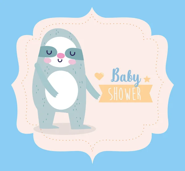 Baby shower cute sloth animal label cartoon icon — Stock Vector