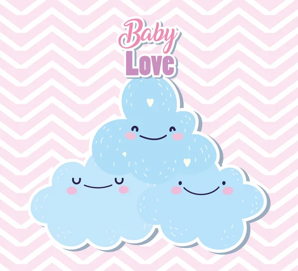 Baby shower cute clouds heart love decoration cartoon — Stockvector