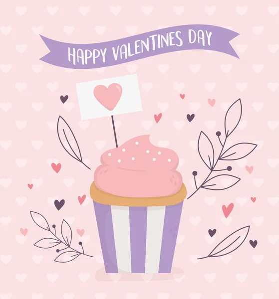 Happy valentines day, sweet cupcake hearts love background – Stock-vektor