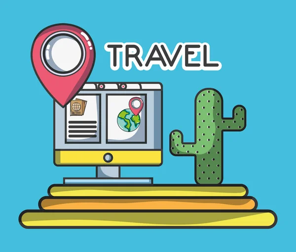 Online kaart locatie cactus toeristische vakantie reizen — Stockvector