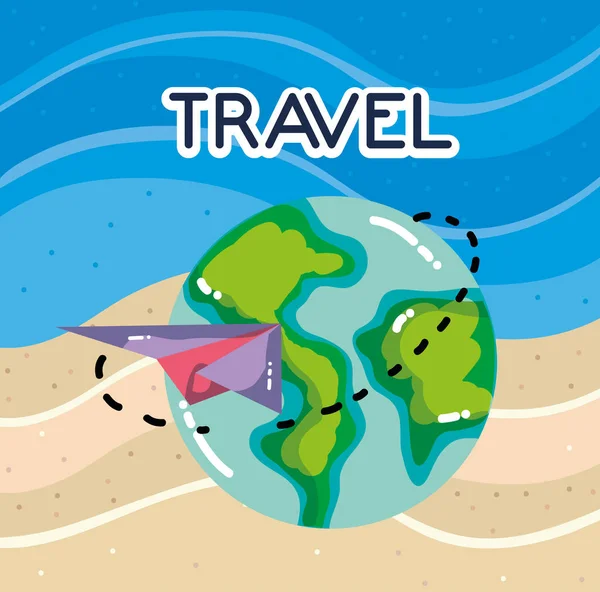 Plane around world tourist vacation travel — Stockvektor