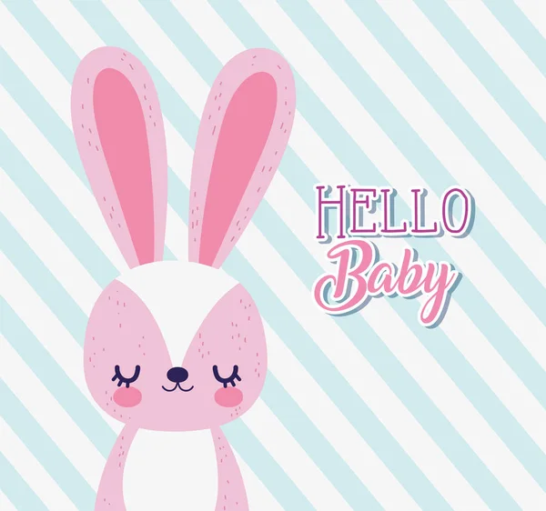 Baby shower love rabbit cartoon stripes background card — ストックベクタ
