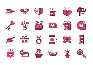 happy valentines day love romantic feeling icons collection