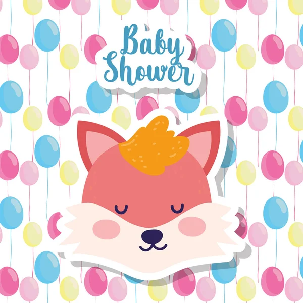 宝宝淋浴可爱狐狸头气球装饰卡通片 — 图库矢量图片