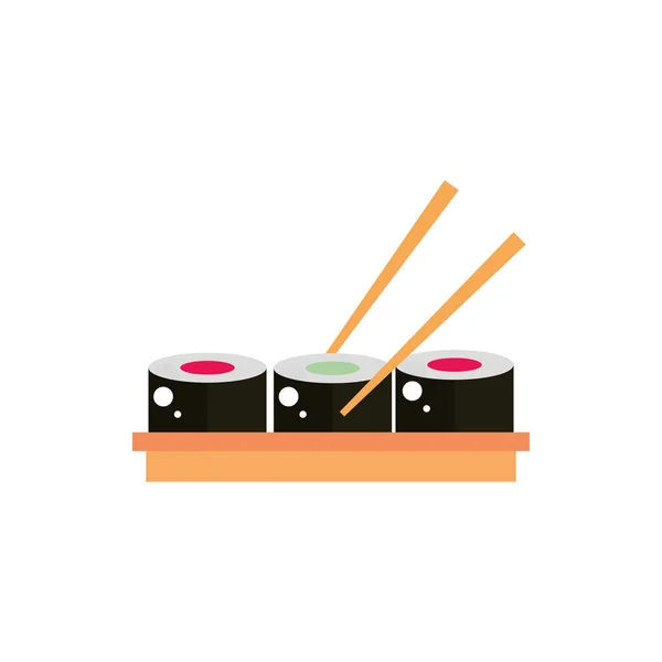 Sushi food with sticks culture traditional japan icon —  Vetores de Stock