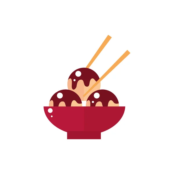 Ball dumplings sticks food culture japan icon — Archivo Imágenes Vectoriales